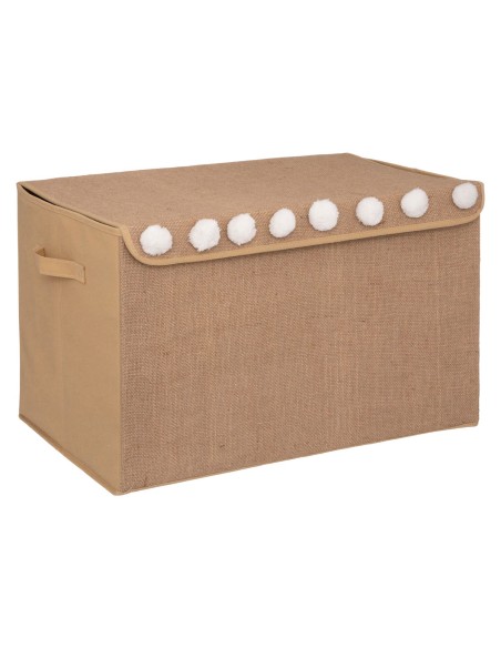 Coffre De Rangement Pompons Jute Marron Atmosphera For Kids