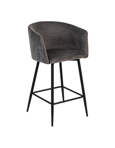 Fauteuil De Bar Marlo En Velours Gris Atmosphera