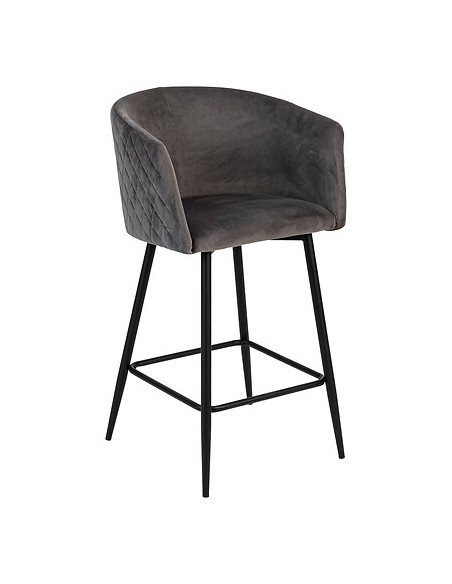 Fauteuil De Bar Marlo En Velours Gris Atmosphera