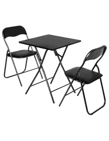 Ensemble Table pliante avec 2 chaises PVC Noire Five