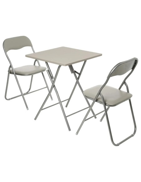 Ensemble Table pliante avec 2 chaises PVC Beige Five