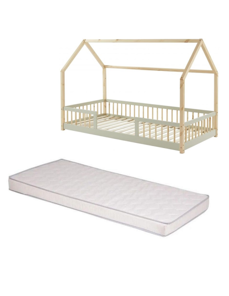 Ensemble Lit Château Ivoire avec matelas 90x190 - Laïba Kids