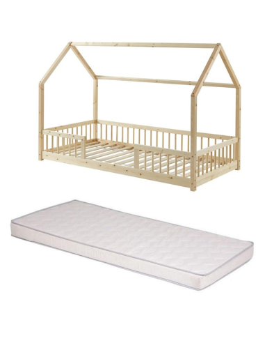 Ensemble Lit Nocturne Naturel avec matelas 90x190 - Laïba Kids