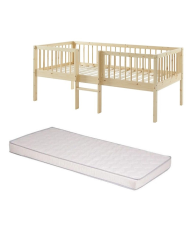 Ensemble Lit Nestor Beige avec matelas enfant 90x190 - Laïba Kids