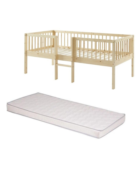 Ensemble Lit Nestor Beige avec matelas enfant 90x190 - Laïba Kids