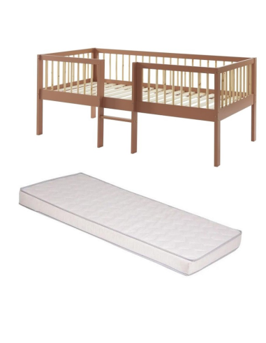 Ensemble Lit Nestor Terracotta avec matelas enfant 90x190 - Laïba Kids