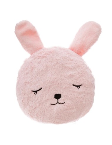 Coussin Décoratif Rond Fourrure Lapin Rose Atmosphera For Kids