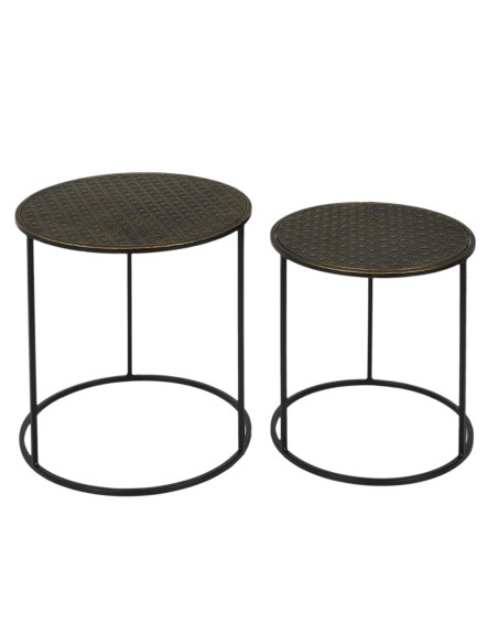 Lot De 2 Tables D'appoint En Métal Martele Mirage Home Deco Factory