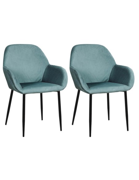 Lot De 2 Fauteuils Giulia Bleu Canard Home Deco Factory