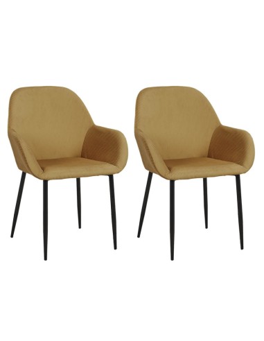 Lot De 2 Fauteuils En Velours Côtelé Giulia Jaune Home Deco Factory