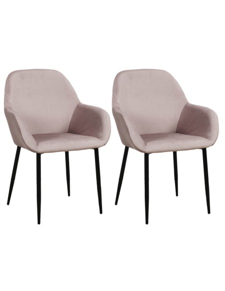 Lot De 2 Fauteuils En Velours Côtelé Giulia Rose Home Deco Factory