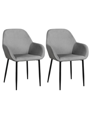 Lot De 2 Fauteuils En Velours Côtelé Giulia Gris Home Deco Factory