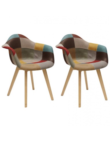 Lot De 2 Fauteuils Patchwork Louisiane Multicolore Home Deco Factory