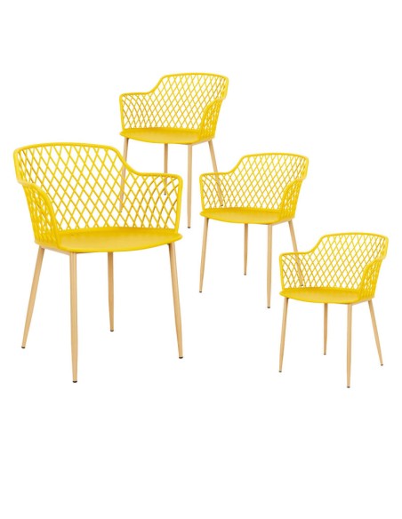 Lot De 4 Fauteuils D'extérieur Malaga Jaune Home Deco Factory