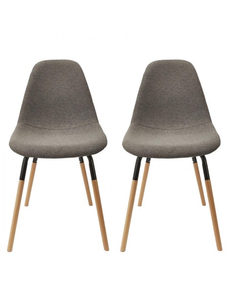 Lot De 2 Chaises Scandinave En Tissu Phenix Gris Foncé Home Deco Factory