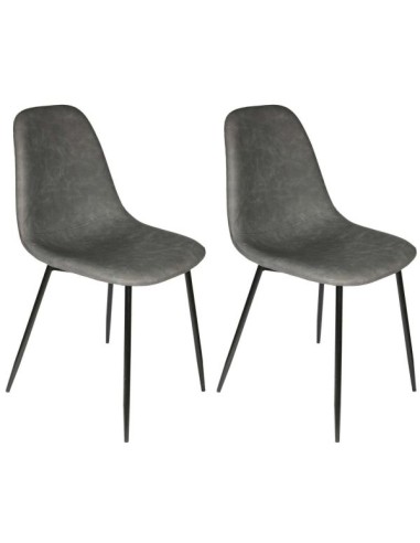 Lot De 2 Chaises PU Amber Gris Home Deco Factory