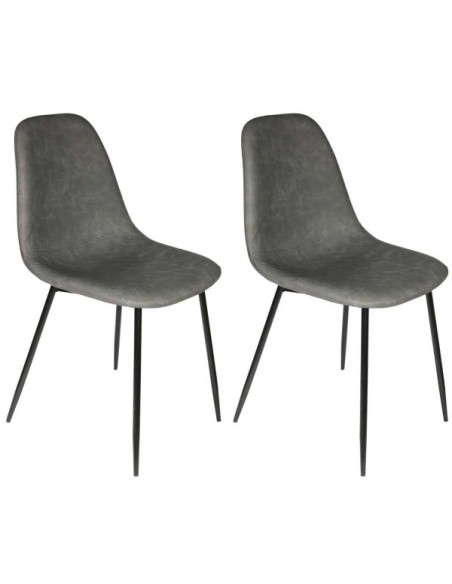 Lot De 2 Chaises PU Amber Gris Home Deco Factory