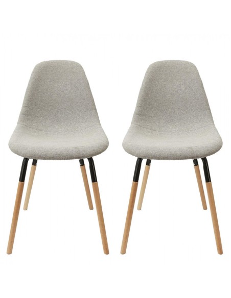 Lot De 2 Chaises Scandinave Tissu Phenix Gris Clair Home Deco Factory