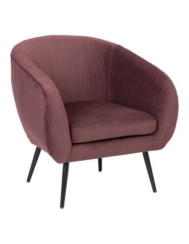 Fauteuil Solaro En Velours Plissé Rubis Prune Atmosphera