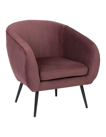 Fauteuil Solaro En Velours Plissé Rubis Prune Atmosphera