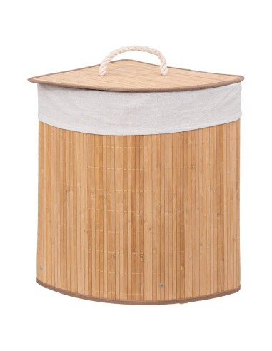 Panier À linge D'angle 48 L En Bambou Beige Five