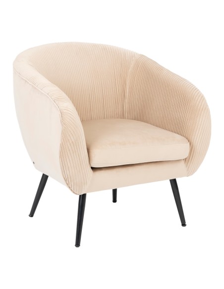 Fauteuil En Velours Solaro Beige Atmosphera