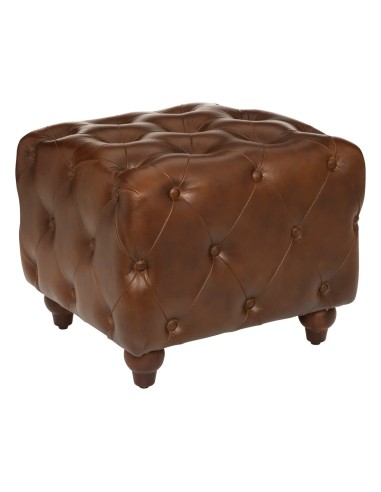 Pouf Chester En Cuir Marron Atmosphera