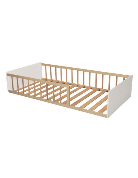 Lit barrière Caverne des Merveilles 90x190 Blanc Naturel - Laïba Kids