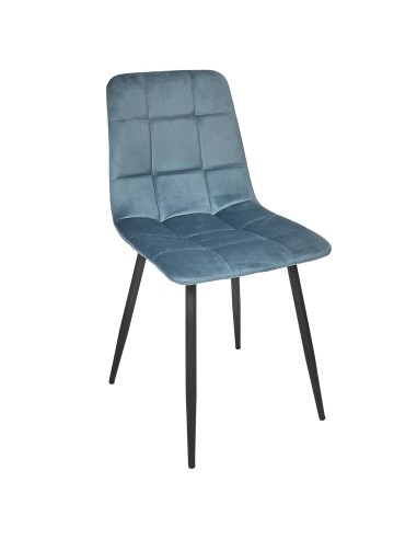 Chaise Mateo En Velours Bleu Canard Home Deco Factory