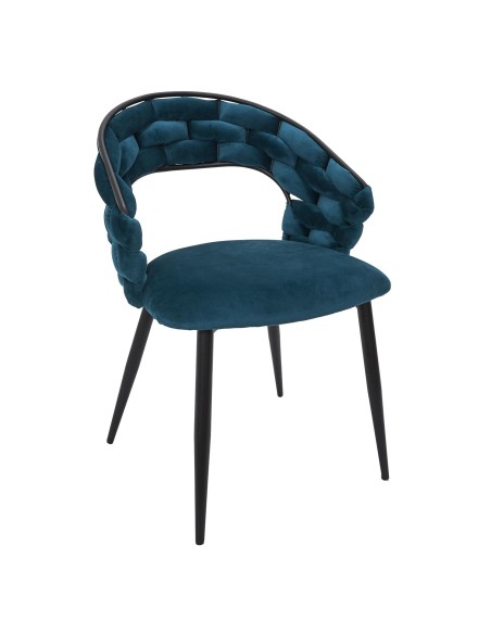 Fauteuil En Velours Sawyer Bleu Canard Home Deco Factory