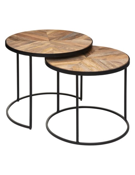 Lot de 2 tables gigognes Basile Marron - Atmosphera