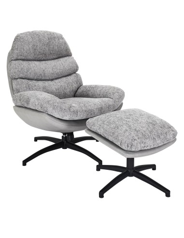 Fauteuil avec pouf Wiliam 99cm Gris Home Deco Factory