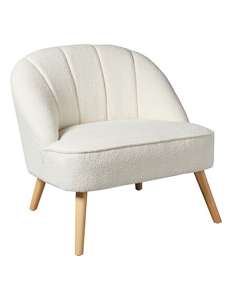 Fauteuil Naova bouclette Blanc - Atmosphera