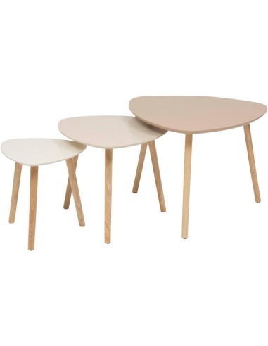 Lot de 3 tables café Mileo Beige - Atmosphera