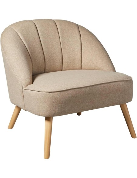 Fauteuil Naova En Velours Beige - Atmosphera