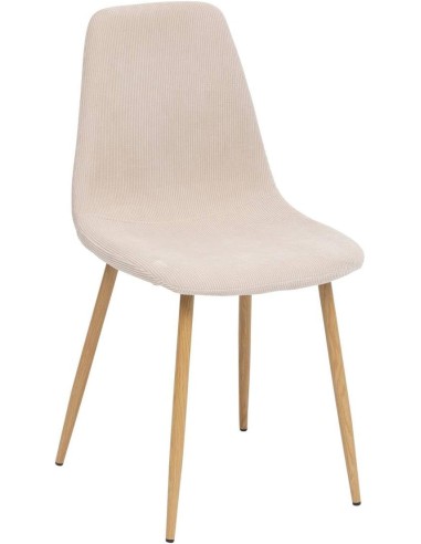 Chaise Roka En Velours Cotêlé Beige - Atmosphera