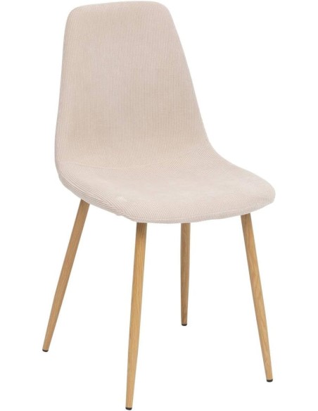 Chaise Roka En Velours Cotêlé Beige - Atmosphera