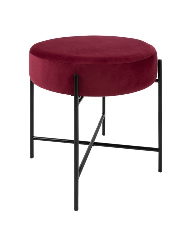 Tabouret D'appoint Arty En Velours Rubis Atmosphera