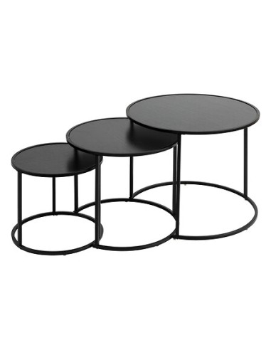 Lot de 3 tables café Noan Noires Atmosphera