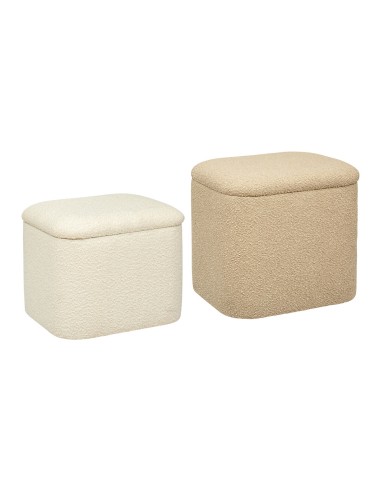 Lot de 2 poufs coffre Dani En Velours Beige Atmosphera