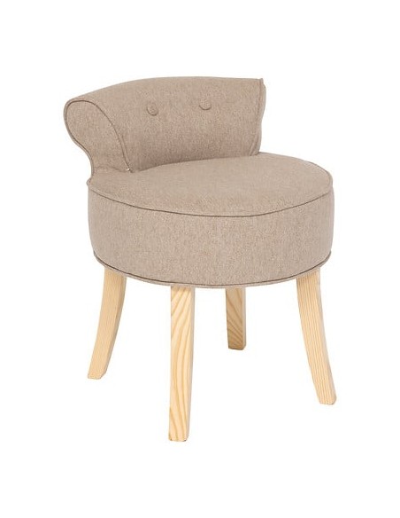 Tabouret D'appoint Firmin En Velours Beige Atmosphera