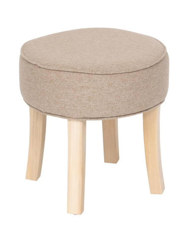 Tabouret D'appoint Adriel En Velours Beige Atmosphera