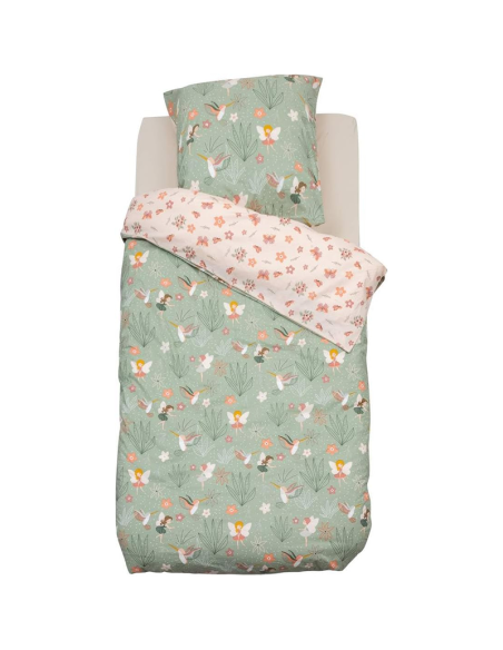 Parure de lit imprimée fée 140x200 Vert Beige Atmopshera For Kids