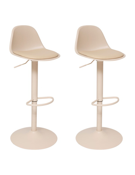 Lot De 2 Chaises De Bar Haute Ajustable Aiko Beige Atmosphera