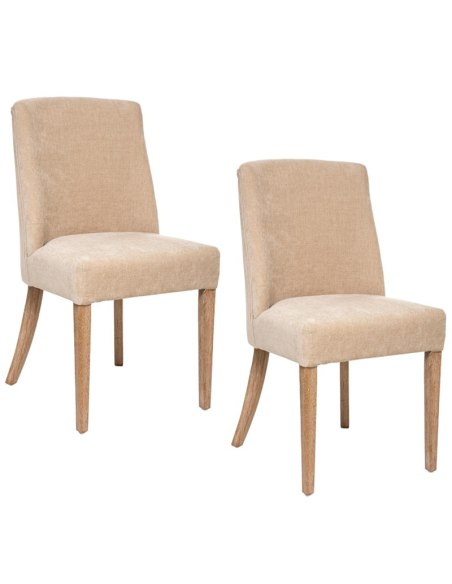 Lot De 2 Chaises De Table Livia Chenille Beige Atmosphera