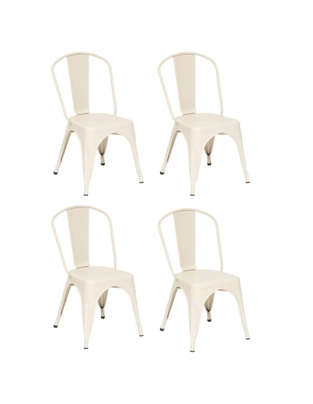 Lot De 4 Chaises Niko En Métal Beige Argile Atmosphera