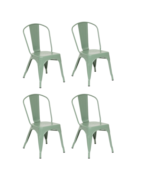 Lot De 4 Chaises Niko En Métal Vert Olive Atmosphera