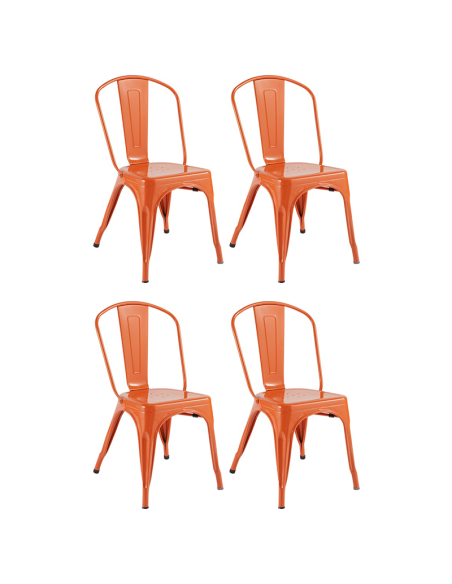 Lot De 4 Chaises Niko En Métal Orange Atmosphera