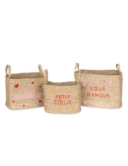 Lot De 3 Paniers Pour Chambre D'enfant Amour Beige Atmosphera