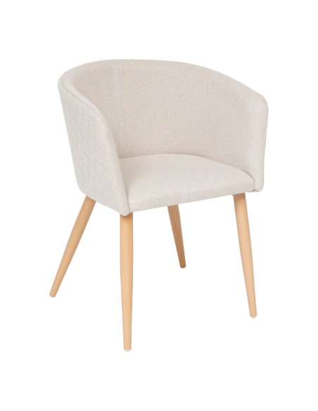 Fauteuil De Diner Marlo En Velours Beige Atmosphera